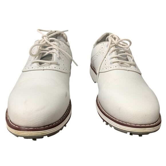 Thestron Mens Size 9 White Faux Leather Lace Up Oxford Golf Course Shoes - Picture 4 of 9